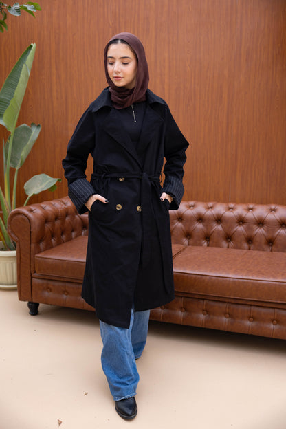 Stripped Trench Coat