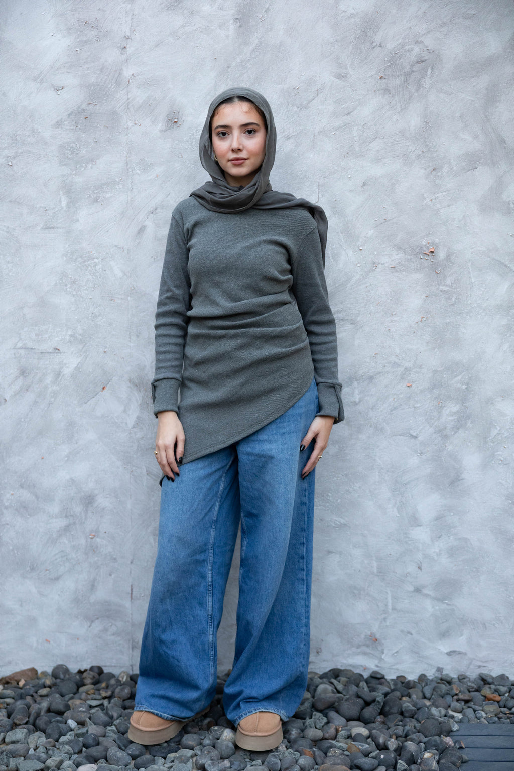 Asymmetric Tunic in Dark Grey