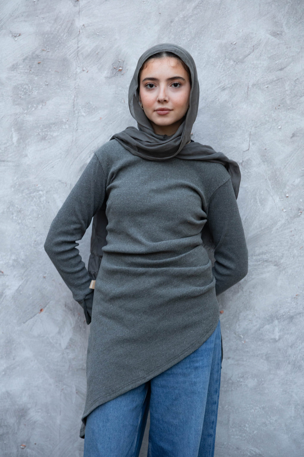 Asymmetric Tunic in Dark Grey