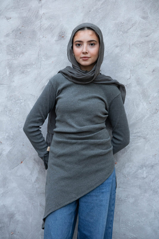 Asymmetric Tunic in Dark Grey
