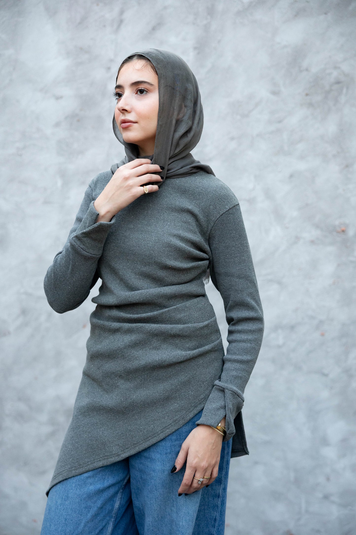 Asymmetric Tunic in Dark Grey