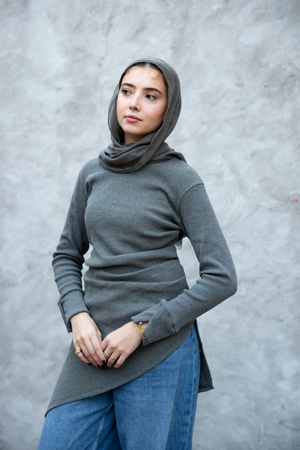 Asymmetric Tunic in Dark Grey