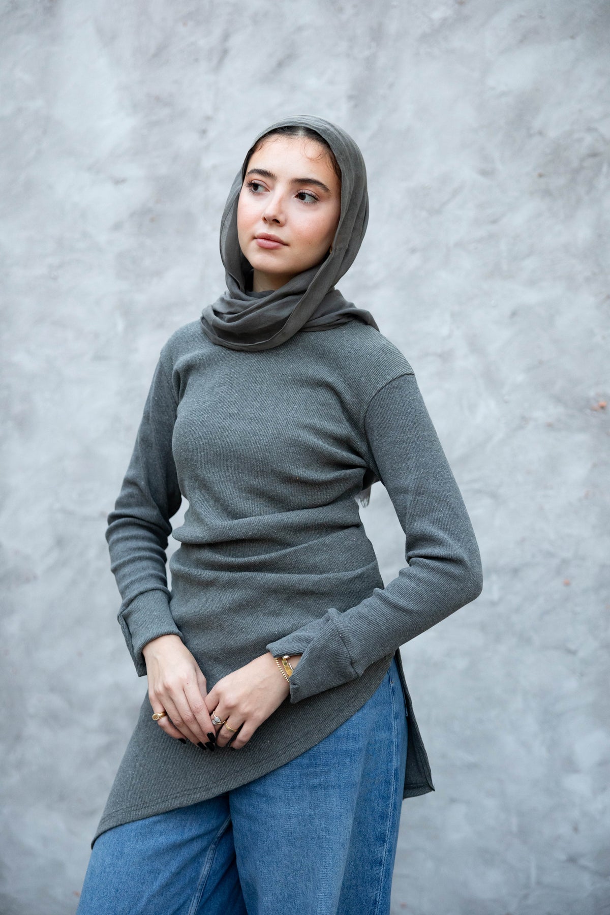 Asymmetric Tunic in Dark Grey