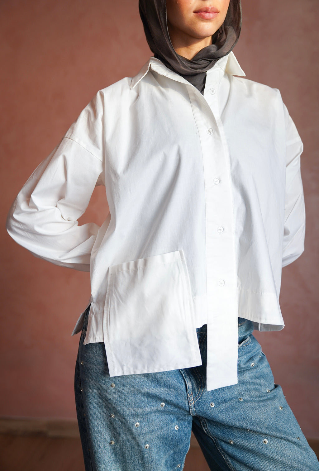 Upside Pocket Chemise in White