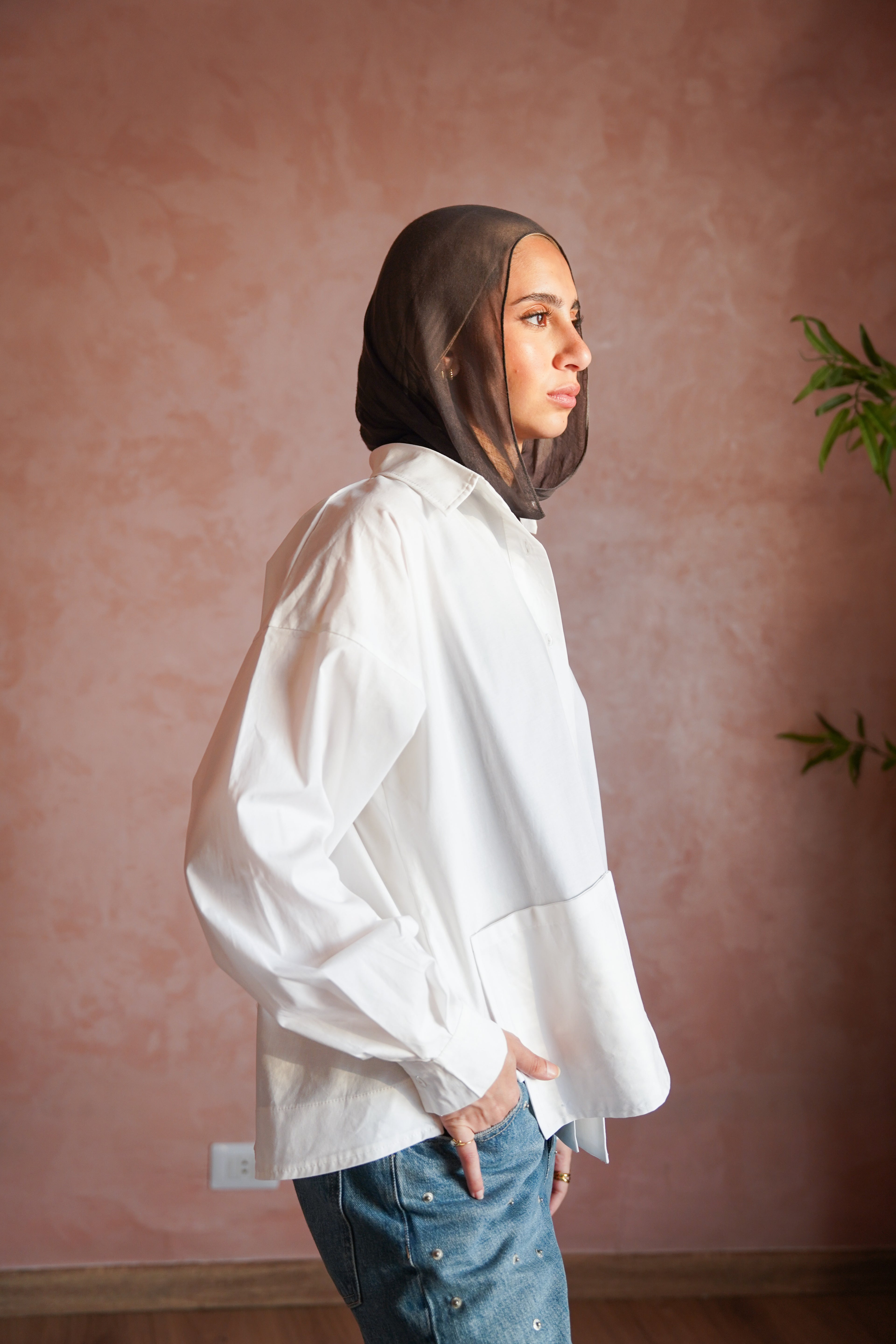 Upside Pocket Chemise in White