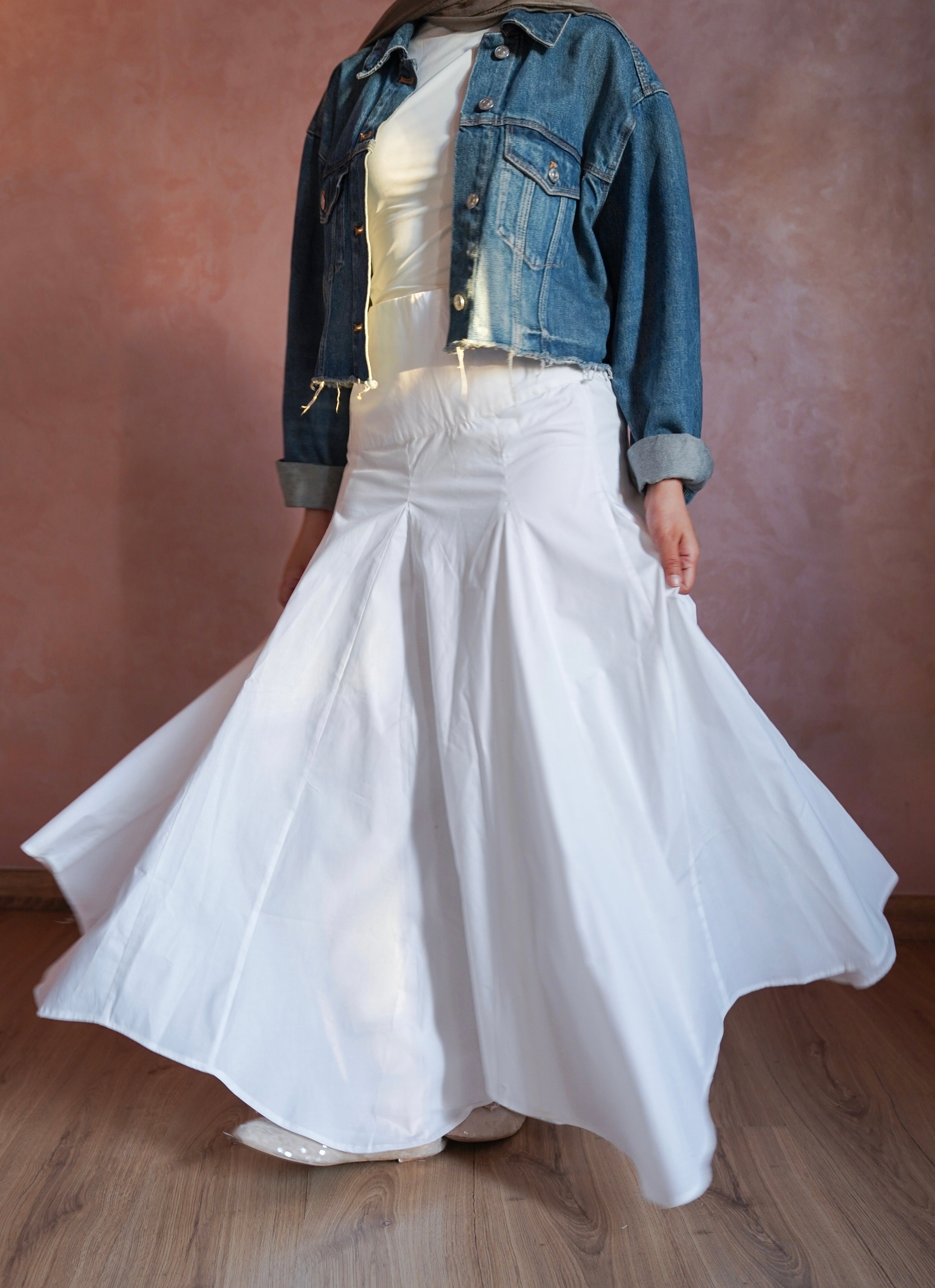 Asymmetrical Skirt in White