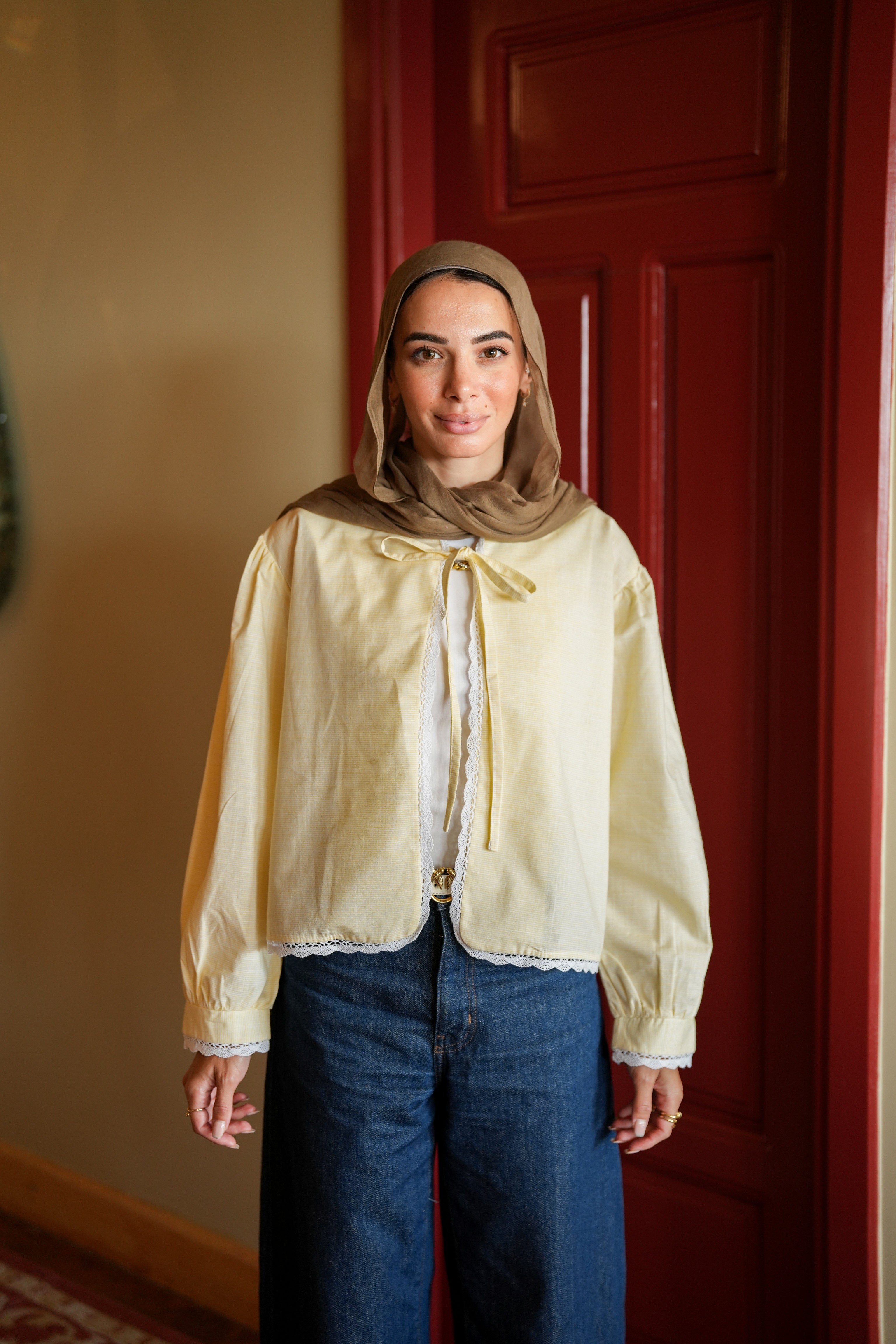 Tie Stripped Blouse in Yellow