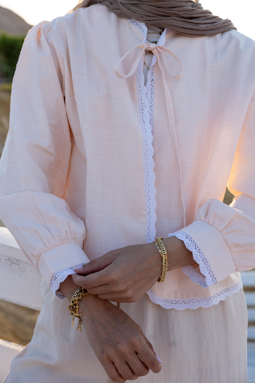 Tie Stripped Blouse in Orange